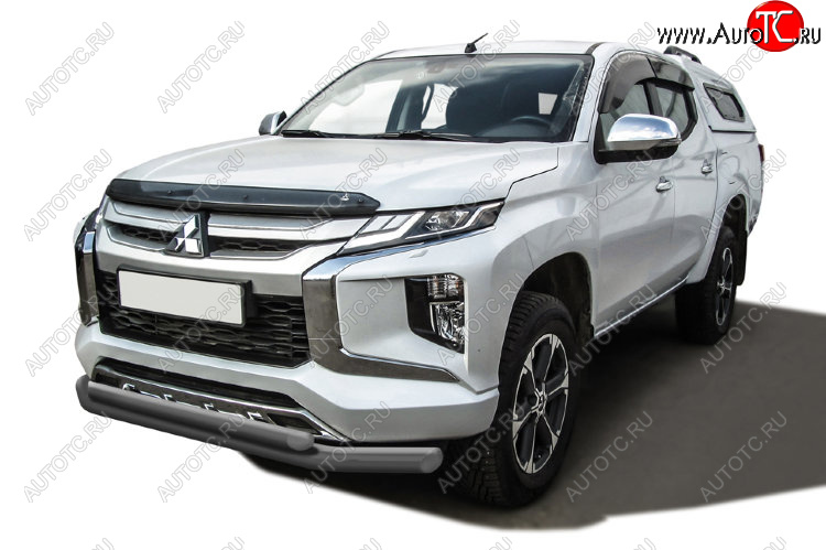 14 949 р. Защита переднего бампера Slitkoff (Ø 76+Ø 57, двойная)  Mitsubishi L200  5 KK,KL (2018-2022) рестайлинг (Сталь с полимерным покрытием. Цвет: серебристый)  с доставкой в г. Кинешма