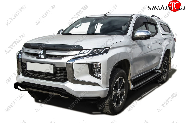 10 999 р. Защита переднего бампера Slitkoff (Ø 57 мм, волна). Mitsubishi L200 5 KK,KL рестайлинг (2018-2022) (Сталь с полимерным покрытием. Цвет: черный)  с доставкой в г. Кинешма
