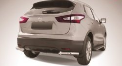 Защита заднего бампера из двух боковых уголков диаметром 76 мм Slitkoff Nissan Qashqai  2 (2013-2019) J11 дорестайлинг