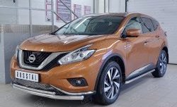 19 999 р. Защита переднего бампера (2 трубыØ63 и 42 мм, нержавейка) SLITKOFF Nissan Murano 3 Z52 дорестайлинг (2015-2022)  с доставкой в г. Кинешма. Увеличить фотографию 2