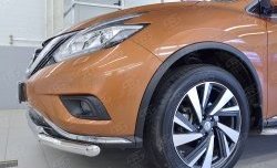 19 999 р. Защита переднего бампера (2 трубыØ63 и 42 мм, нержавейка) SLITKOFF Nissan Murano 3 Z52 дорестайлинг (2015-2022)  с доставкой в г. Кинешма. Увеличить фотографию 3