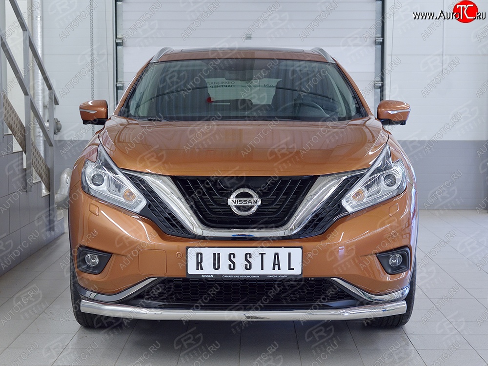 16 849 р. Защита переднего бампера (Ø63 мм, нержавейка) SLITKOFF  Nissan Murano  3 Z52 (2015-2022) дорестайлинг  с доставкой в г. Кинешма