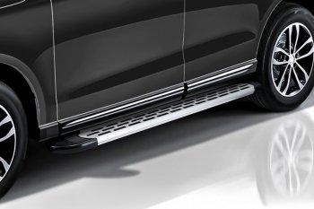 17 399 р. Пороги алюминиевые Slitkoff  Nissan Pathfinder  R52 (2012-2017) дорестайлинг (Premium Silver)  с доставкой в г. Кинешма. Увеличить фотографию 2
