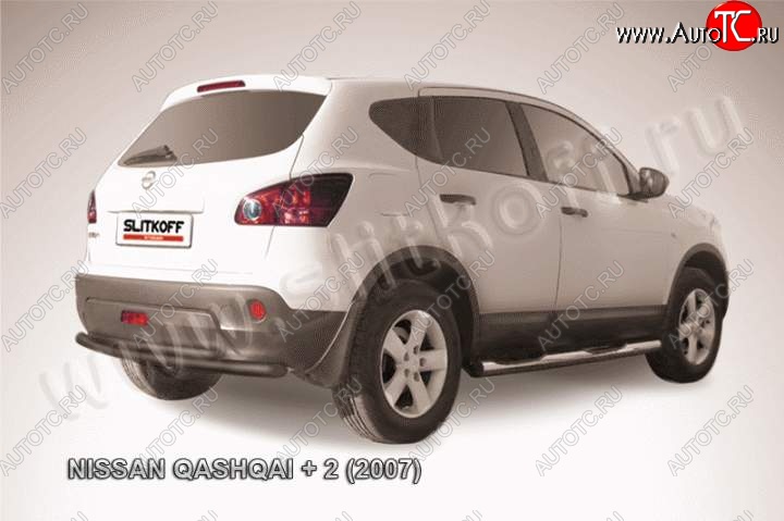 7 999 р. Защита задняя Slitkoff Nissan Qashqai +2 1 J10 дорестайлинг (2008-2010) (Цвет: серебристый)  с доставкой в г. Кинешма