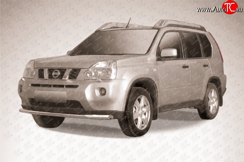 11 749 р. Одинарная защита переднего бампера из трубы диаметром 57 мм Slitkoff Nissan X-trail 2 T31 рестайлинг (2010-2015) (Цвет: нержавеющая полированная сталь)  с доставкой в г. Кинешма