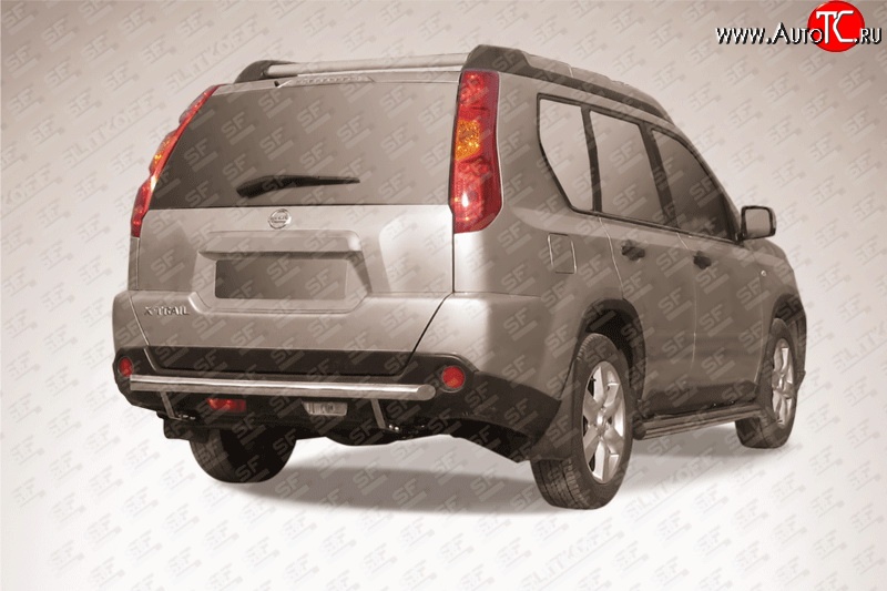 8 999 р. Одинарная защита заднего бампера из трубы диаметром 57 мм Slitkoff Nissan X-trail 2 T31 рестайлинг (2010-2015) (Цвет: нержавеющая полированная сталь)  с доставкой в г. Кинешма