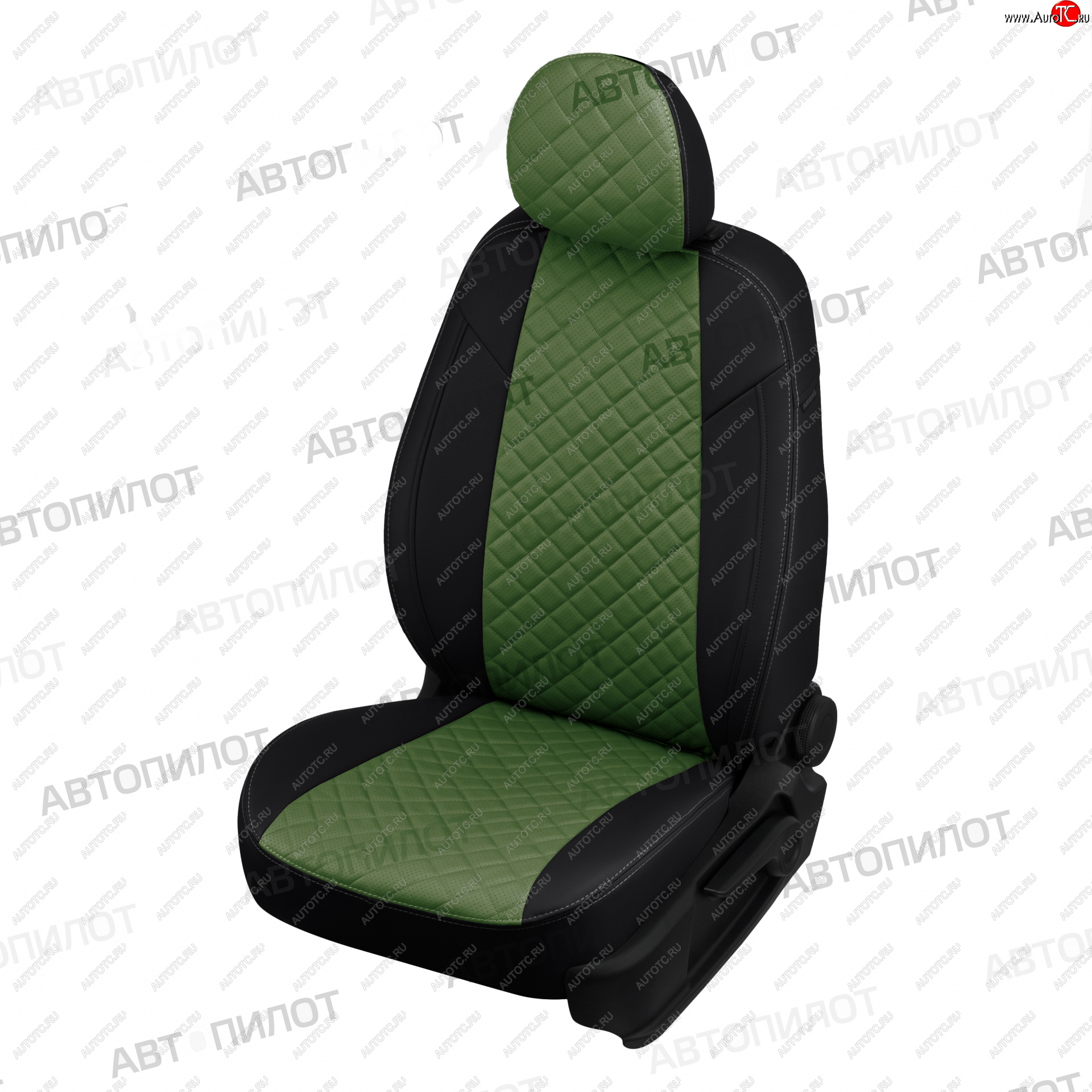 10 249 р. Чехлы сидений (экокожа) Автопилот Ромб BMW X3 E83 (2003-2009) (черный/зеленый)  с доставкой в г. Кинешма