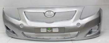 Бампер передний под ПТФ DAR (окрашенный) Toyota Corolla ( E150,  E140) (2006-2010) седан дорестайлинг (Silver Streak 1E7)