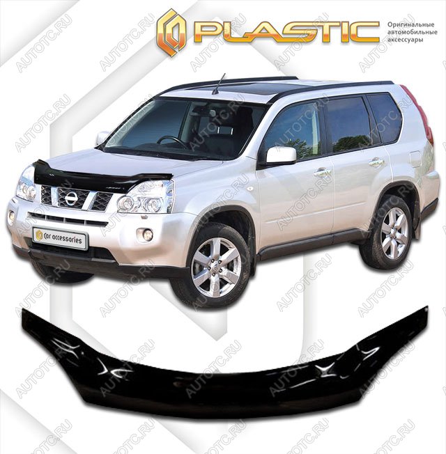 2 559 р. Дефлектор капота (exclusive) CA-Plastic Nissan X-trail 2 T31 рестайлинг (2010-2015) (Classic черный)  с доставкой в г. Кинешма