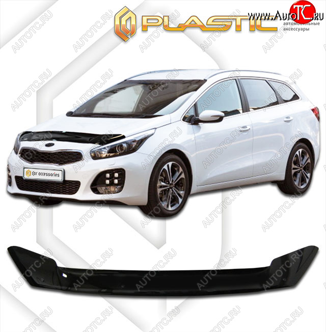 2 159 р. Дефлектор капота CA-Plastic KIA Ceed 2 JD рестайлинг универсал (2015-2018) (classic черный, без надписи)  с доставкой в г. Кинешма