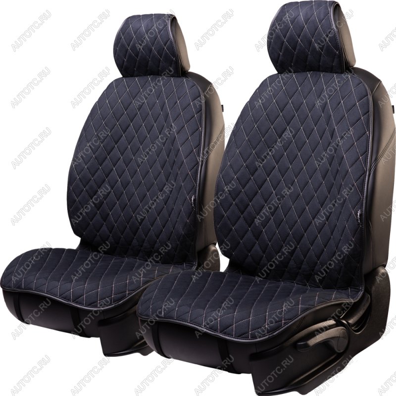 2 359 р. Накидка (2 места Софа) АЛЯСКА ст РОМБ Lord Autofashion SSANGYONG Korando 3 дорестайлинг (2010-2025) (черный, строчка бежевая)  с доставкой в г. Кинешма