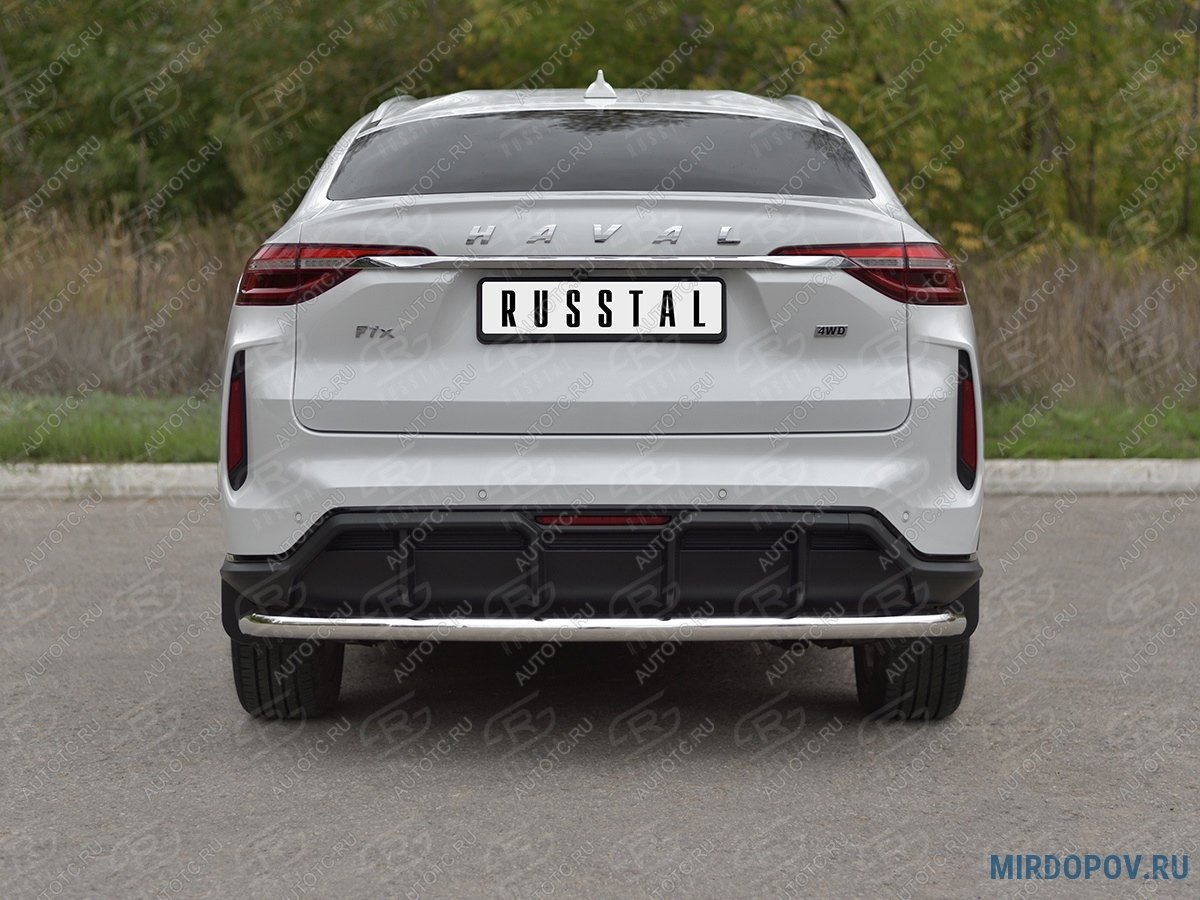 12 849 р. Защита заднего бампера d63 секции SLITKOFF  Haval F7x (2022-2024) рестайлинг (нержавейка полированная)  с доставкой в г. Кинешма