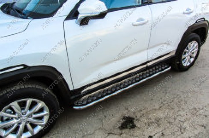 18 599 р. Защита порогов d57 с листом Slitkoff Skoda Kodiaq NU7 дорестайлинг (2017-2021) (нержавейка полированная)  с доставкой в г. Кинешма