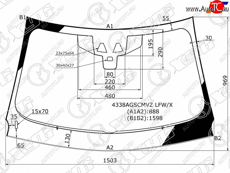 11 299 р. Стекло лобовое (Две камеры Датчик дождя Молдинг) Jaguar XE 15-                                     XYG 4338AGSCMVZ LFW/X  с доставкой в г. Кинешма