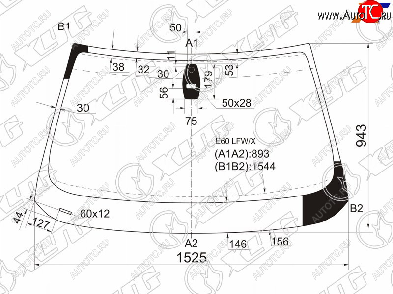 6 699 р. Стекло лобовое (Прямоугольный датчик дождя) XYG BMW 5 серия E60 седан дорестайлинг (2003-2007)  с доставкой в г. Кинешма