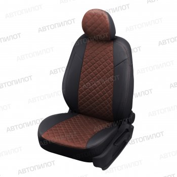 Чехлы сидений (экокожа/алькантара, горбы) Автопилот Ромб Daewoo Nexia  дорестайлинг (1995-2008) (черный/шоколад)