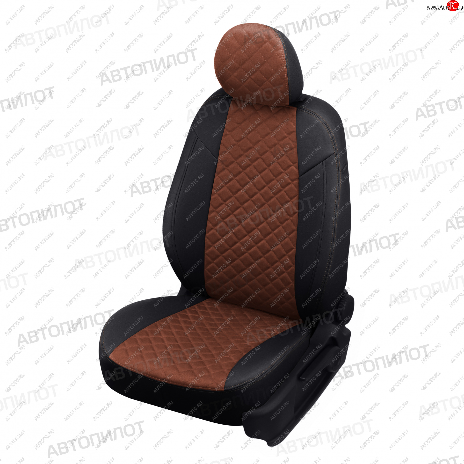 10 249 р. Чехлы сидений (экокожа/алькантара, горбы) Автопилот Ромб Dodge Caliber (2006-2012) (черный/темно-коричневый)  с доставкой в г. Кинешма