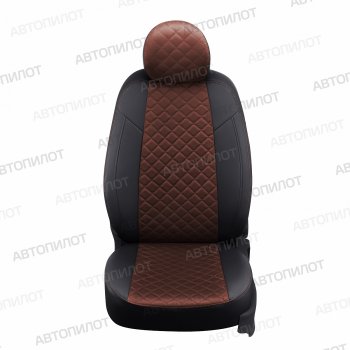 Чехлы сидений (экокожа/алькантара, 8 мест) Автопилот Ромб Hyundai Staria  US4 (2021-2022) (черный/шоколад)
