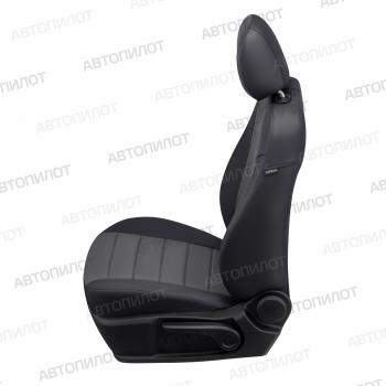 8 249 р. Чехлы на сиденья Алькантара (к.Elegance с подлокот. 40/60 экокожа) Автопилот Skoda Octavia A7 дорестайлинг универсал (2012-2017) (черный/темно-серый)  с доставкой в г. Кинешма. Увеличить фотографию 4