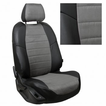 8 249 р. Чехлы на сиденья Алькантара (раздел. 40/60 экокожа) Автопилот Toyota Matrix E130 (2003-2008) (черный/серый)  с доставкой в г. Кинешма. Увеличить фотографию 2
