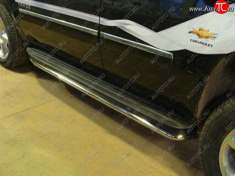 27 449 р. Защита порогов алюминий 60,3 мм, ТСС Тюнинг  Chevrolet Tahoe ( GMT900,  K2UC) (2006-2021) 5 дв.  с доставкой в г. Кинешма