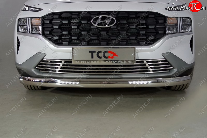 40 999 р. Защита передняя нижняя овальная с ДХО 75х42 мм ТСС Тюнинг  Hyundai Santa Fe  TM (2020-2022) рестайлинг (нержавейка)  с доставкой в г. Кинешма