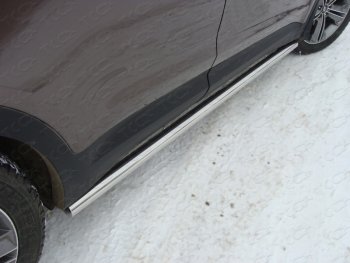 Защита порогов труба d60,3 мм ТСС Тюнинг Hyundai Grand Santa Fe  1 DM (2013-2016) дорестайлинг (серые)