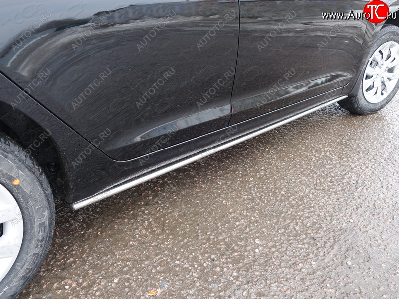 11 749 р. Защита порогов алюминий 42,4 мм, ТСС Тюнинг  Hyundai Solaris  HCR (2017-2020) седан дорестайлинг  с доставкой в г. Кинешма