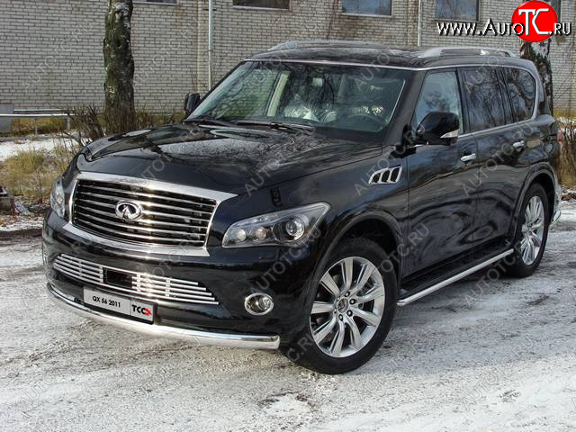 28 299 р. Защита переднего бампера нижняя 75*42 мм ТСС Тюнинг  INFINITI QX56  Z62 (2010-2013) (нержавейка)  с доставкой в г. Кинешма