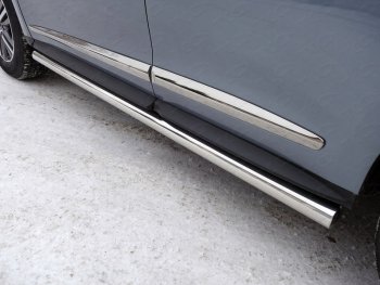 Защита порогов труба d60,3 мм ТСС Тюнинг INFINITI QX60  L50 (2016-2021) рестайлинг (серые)