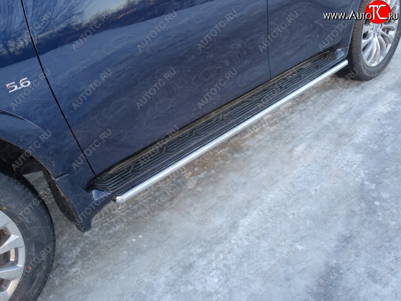 23 549 р. Защита порогов алюминий 42,4 мм укороченные, ТСС Тюнинг  INFINITI QX80  Z62 (2014-2018) 1-ый рестайлинг (укороченные)  с доставкой в г. Кинешма