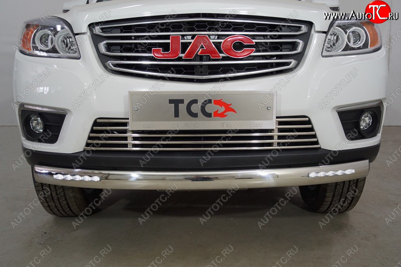 37 999 р. Защита передняя нижняя овальная с ДХО 75х42 мм ТСС Тюнинг  JAC T6 (2018-2024) пикап (нержавейка)  с доставкой в г. Кинешма