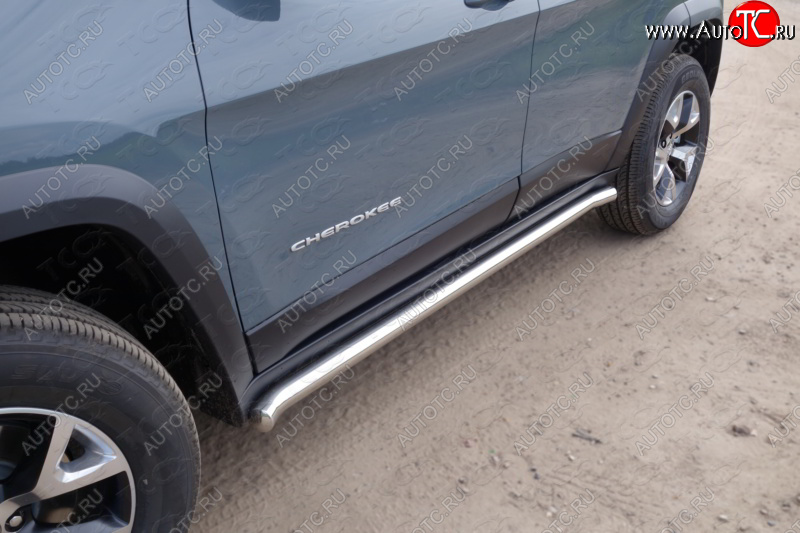 23 549 р. Защита порогов труба (Trailhawk, нержавейка d60,3 мм) ТСС Тюнинг  Jeep Cherokee  KL (2014-2017) дорестайлинг  с доставкой в г. Кинешма