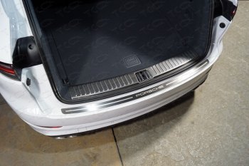 Накладка на задний бампер, ТСС Тюнинг Porsche Cayenne  PO536 (2018-2025) ( лист шлифованный надпись Porsche)