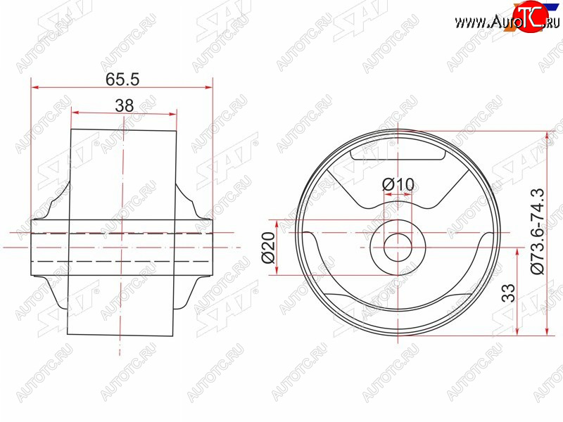 1 059 р. Сайлентблок Toyota Corsa 90-94  Cynos 95-99  Raum 97-03  Starlet 95-99 (Зад Слева) SAT ST-12371-11510C  с доставкой в г. Кинешма