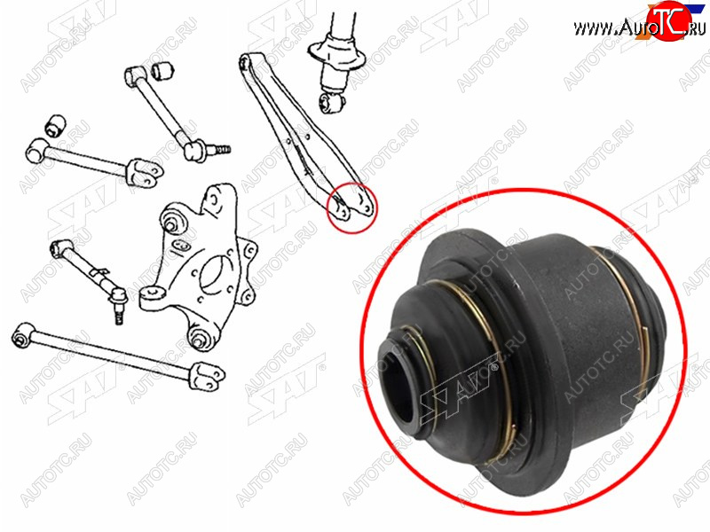 859 р. Сайлентблок задней цапфы TOYOTA CROWNMAJESTA GRS18#UZS18# 2003-2008 SAT ST-42304-30090-U  с доставкой в г. Кинешма