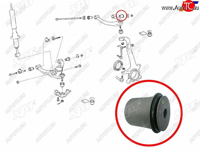 659 р. Сайлентблок Toyota Land Cruiser (J100) 98-07  Lexus LX 98-07  Toyota Land Cruiser Cygnus 98-07 (Св SAT ST-48632-60010  с доставкой в г. Кинешма