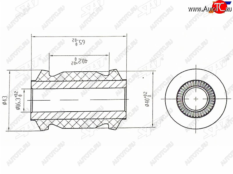 329 р. Сайлентблок Toyota Avensis (T250,T270) 03-18  Corolla (E150,E180) 06-19  Prius (ZVW30,ZVW50) 09-23 SAT ST-48654-02130  с доставкой в г. Кинешма