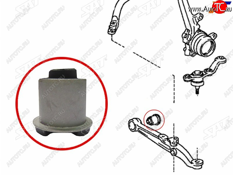 519 р. Сайлентблок Toyota Crown 95-07  Mark II (X90,X100,X110) 92-04  Lexus IS 98-05  Toyota Altezza 98- SAT ST-48654-30070  с доставкой в г. Кинешма