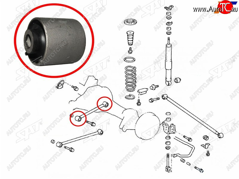 399 р. Сайлентблок Toyota Land Cruiser (J100) 98-07  Lexus LX 98-07  Toyota Land Cruiser Cygnus 98-07 SAT ST-48702-60090  с доставкой в г. Кинешма