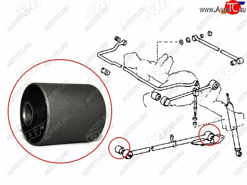 489 р. Сайлентблок Toyota Hiace 89-04  Lite Ace 92-96  Lite Ace Noah 96-01  Town Ace 92-96 SAT ST-48704-28010  с доставкой в г. Кинешма