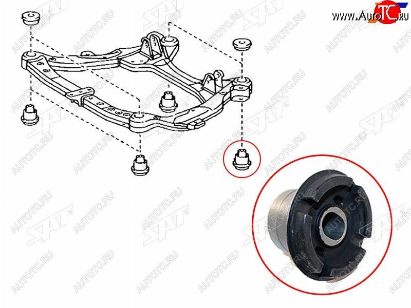 869 р. Сайлентблок Toyota Camry (XV30) 01-06  Harrier (XU30) 03-13  Daihatsu Altis 01-05  Lexus ES 03-06 SAT ST-52217-28010  с доставкой в г. Кинешма