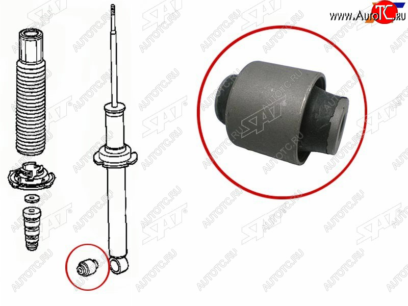 254 р. Сайлентблок Honda Accord 97-03  Avancier 99-03  Inspire 98-03  Saber 98-03 (Зад) SAT ST-52622-S84-A01  с доставкой в г. Кинешма