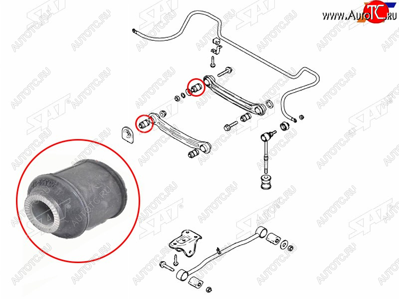 182 р. Сайлентблок заднего поперечного рычага (ТАГАЗ) HYUNDAI ACCENT 99-12                                  SAT ST-52773-25000  с доставкой в г. Кинешма