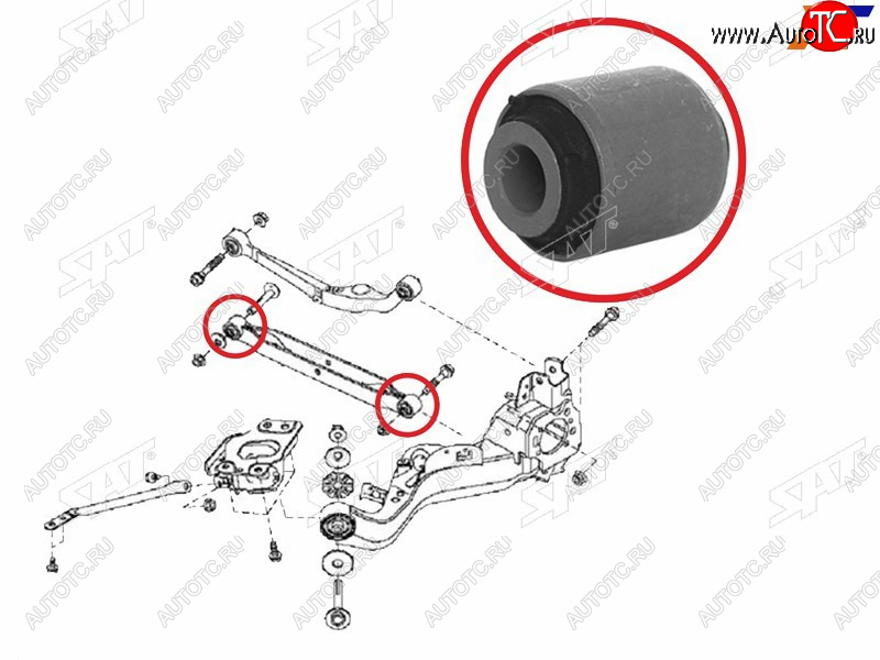 299 р. Сайлентблок Nissan Juke 10-20  Qashqai 06-22  Serena 05-16  X-Trail 07-15  Renault Koleos 08-16 SAT ST-55110-JG000-B  с доставкой в г. Кинешма