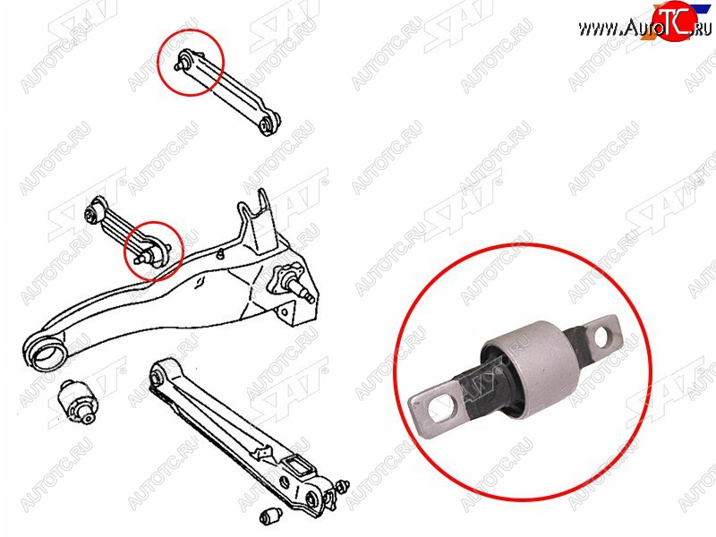 389 р. Сайлентблок Mitsubishi Lancer 95-01  Carisma 95-05  Space Star 98-05  Volvo S40 95-04  V40 95-04 SAT ST-MR102014  с доставкой в г. Кинешма