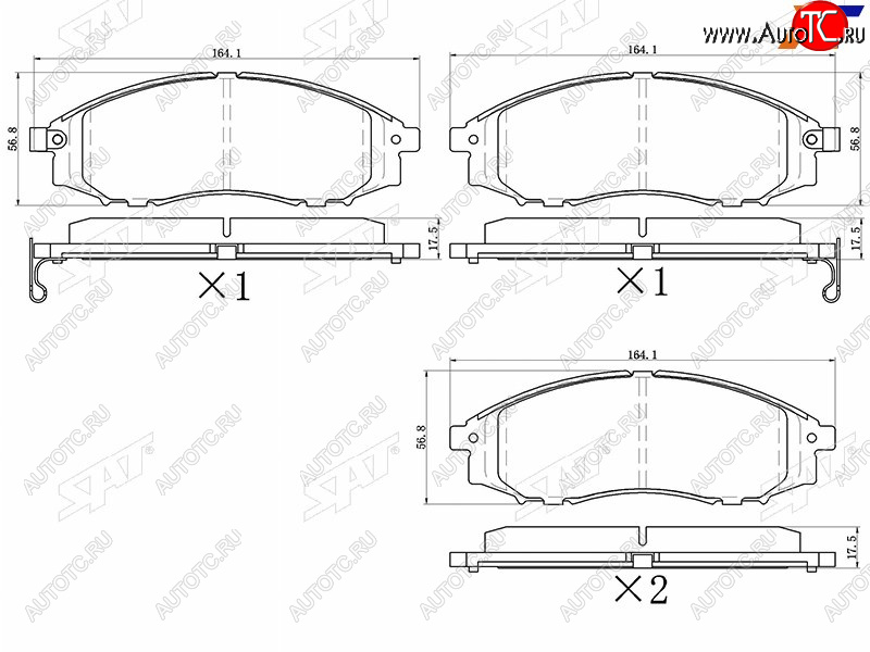 1 269 р. Колодки тормозные перед FR-FL SAT Nissan NP300 (2008-2013)  с доставкой в г. Кинешма