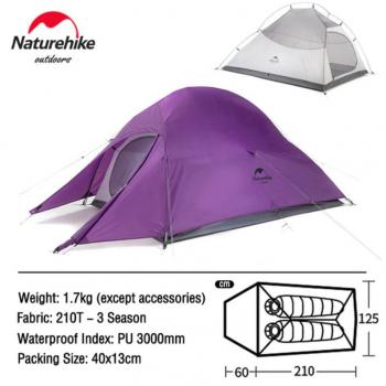 13 299 р. Палатка Naturehike Cloud Up 2-местная, алюминиевый каркас, пурпурный Naturehike nh17t001-t-tpur  с доставкой в г. Кинешма. Увеличить фотографию 2