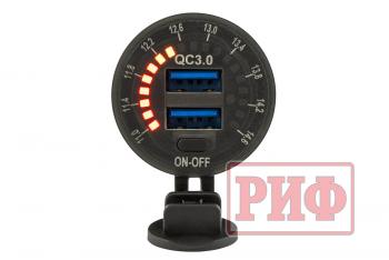 1 699 р. Розетка USB 2 QC 3.0 с вольтметром РИФ rif22-4-01460  с доставкой в г. Кинешма. Увеличить фотографию 4