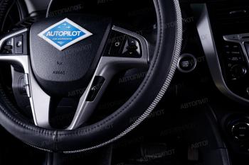 499 р. Оплётка на руль (37-39см BLW-025 кож/зам) Автопилот Renault Sandero (B8) дорестайлинг (2014-2018) (черный)  с доставкой в г. Кинешма. Увеличить фотографию 3